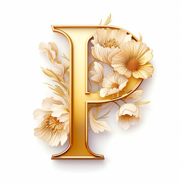 Generic luxury logo floral with letter P with gold composition