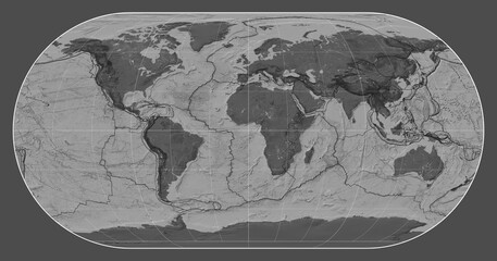 Tectonic plates. Bilevel. Eckert III projection 0