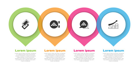 Set Gold bars, Jewelry store, and Growth arrow with gold. Business infographic template. Vector