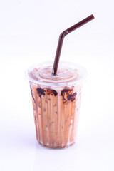 Mocha coffee. Beverage for summer on the white background.