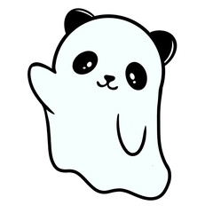 Flying White Ghost Panda Emoji.  Add a touch of whimsy and playfulness to your social media posts with our enchanting illustration featuring a flying white ghost bunny emoji. 
