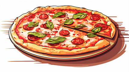 hand drawn cartoon pizza illustration
