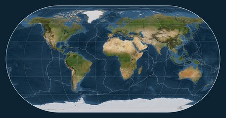 Tectonic plates. Satellite. Eckert III projection 0