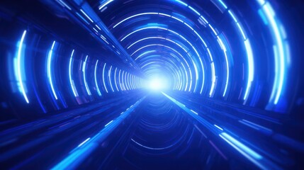 abstract tunnel blue neon background