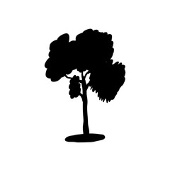 Tree icon silhouette. Isolated tree on white background.