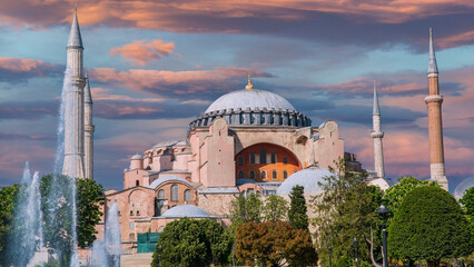 Naklejka premium Hagia Sophia. Hagia Sophia in Istanbul Turkey. Islamic background.