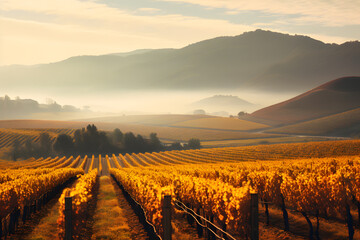 A scenic image of rolling vineyards in their autumn
