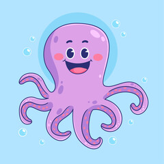 Cartoon cute octopus vector