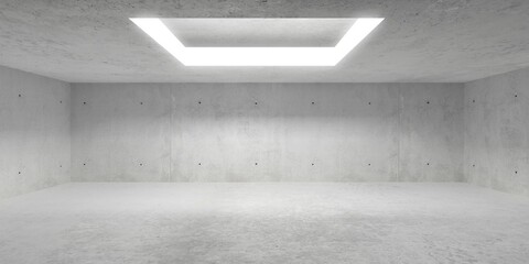 Abstract empty, modern concrete room with recess light in the ceiling and rough floor - industrial interior background template
