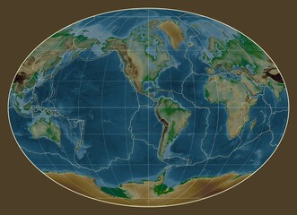 Tectonic plates. Physical. Fahey projection -90 west