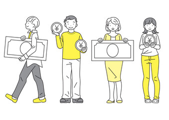 お金を持った男女