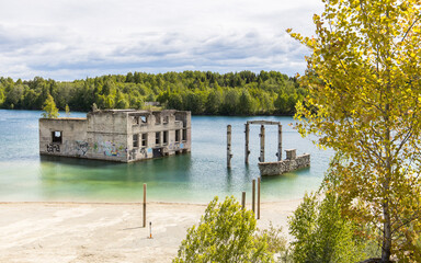 Former prison and stone pit flooded with water in Rummu, Estonia, Baltic States