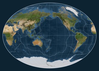 Tectonic plates. Satellite. Fahey projection 180