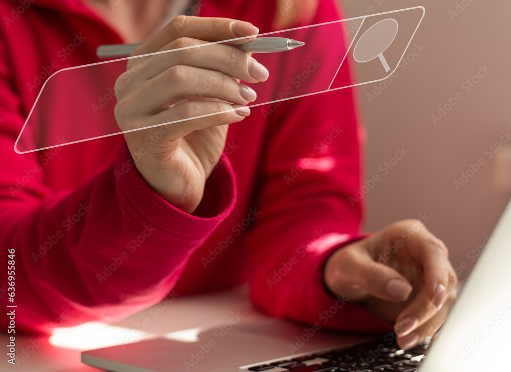Poster searching for information of interest through online websites. keyword search ideas to find referenc