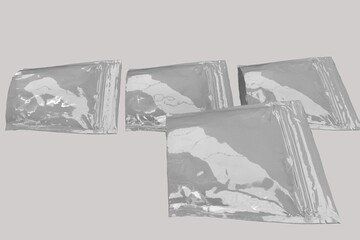 3D Illustration: Transparent sauce or gravy bags - Three Dimensional