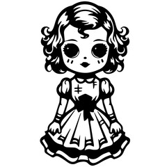 creepy doll vector illustration
