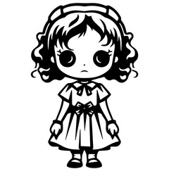 creepy doll vector illustration