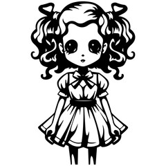 creepy doll vector illustration