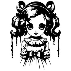 creepy doll vector illustration