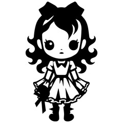 creepy doll vector illustration