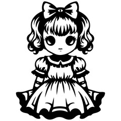 creepy doll vector illustration