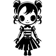 creepy doll vector illustration