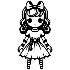 creepy doll vector illustration