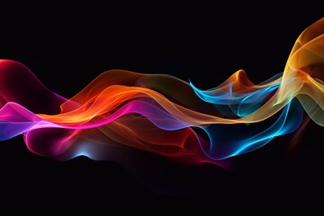 Colored smoke isolated on black background. Generated AI