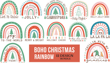 Boho Christmas Rainbow SVG Bundle
