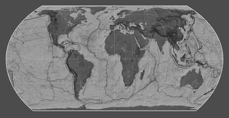 Tectonic plates. Bilevel. Hatano Asymmetrical Equal Area projection 0