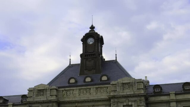 August 16, 2023, Yamagata City, Yamagata Prefecture. The clock tower of Bunshokan, a nationally designated cultural property.