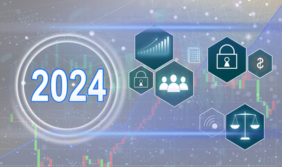 virtual interface target in the year 2024 icons, Plans to accelerate corporate expansion and growth until 2024. Beginning 2024 New Year's business planning