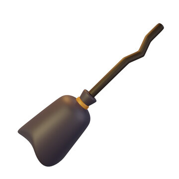 Broomstick Halloween icon set 3d render