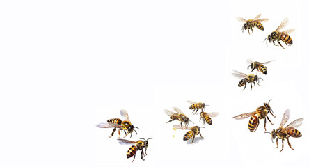 Honey and bee insect macro shot. A bee collecting pollen generative Ai.