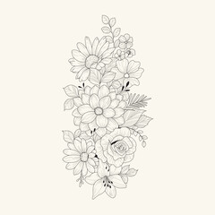 Line art drawing flower floral