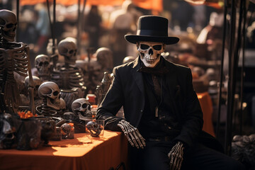 Spooky Skeletons on Haunted Halloween Market