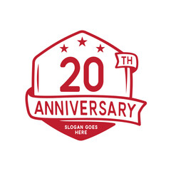 20 years anniversary celebration hexagon design template. 20th anniversary logo. Vector and illustration.
