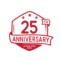 25 years anniversary celebration hexagon design template. 25th anniversary logo. Vector and illustration.
