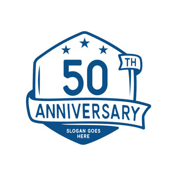 50 years anniversary celebration hexagon design template. 50th anniversary logo. Vector and illustration.
