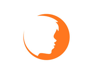 Kids head silhouette inside the circle logo