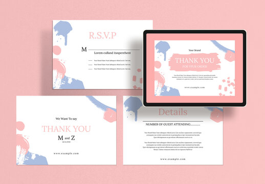 Thank You Card Layout with Pink