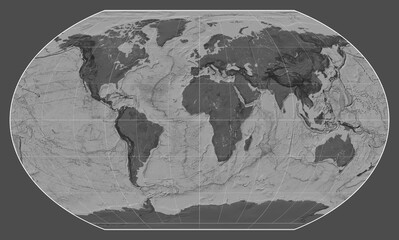 World map. Bilevel. Kavrayskiy VII projection. Meridian: 0