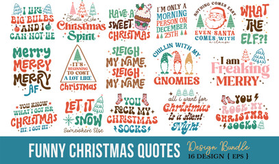 Funny Christmas Quotes  Design Bundle
