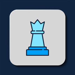 Filled outline Chess icon isolated on blue background. Business strategy. Game, management, finance. Vector