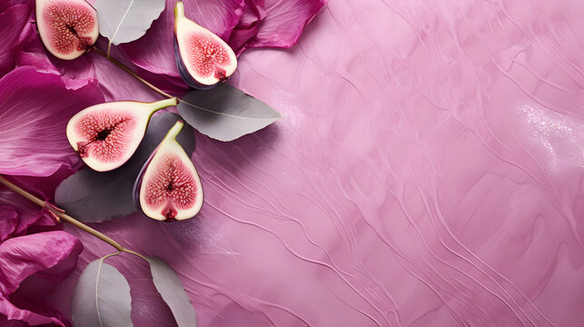 Figus and Flowers in Purple Abstract Background - Generative by A.I