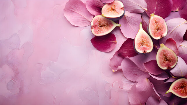 Figus and Flowers in Purple Abstract Background - Generative by A.I
