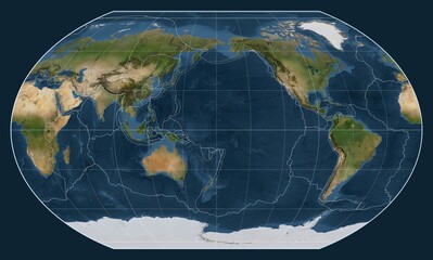 Tectonic plates. Satellite. Kavrayskiy VII projection 180