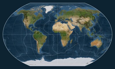 Tectonic plates. Satellite. Kavrayskiy VII projection 0