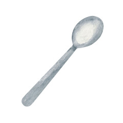 Hand drawn silverware.  Watercolor spoon clipart