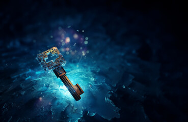 Keys, business concept to unlock potential key to success or financial opportunities. Generative AI.